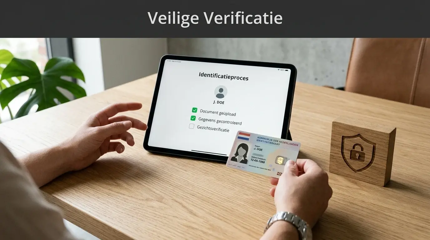 Illustratie van accountregistratie en identiteitsverificatie zonder echte persoonsgegevens