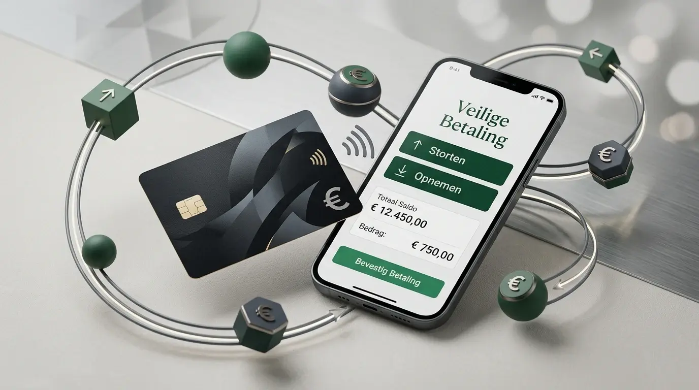Illustratie van eurobetalingen via bank, kaart, e-wallet en crypto