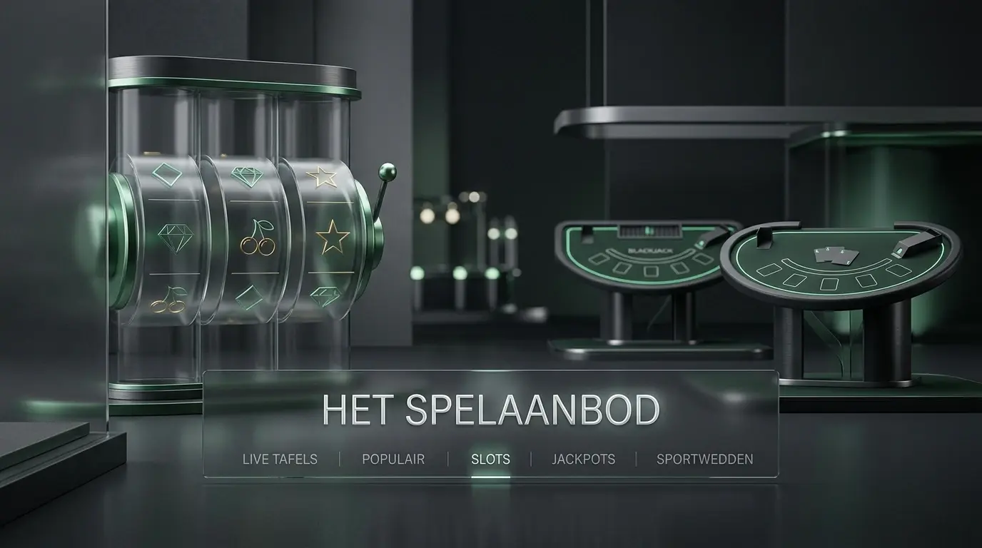Illustratie van online casinospellen en live dealer tafels